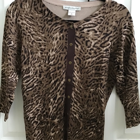 Multicoloured leopard print 3/4 sleeve knit cardigan size S - Picture 4 of 8
